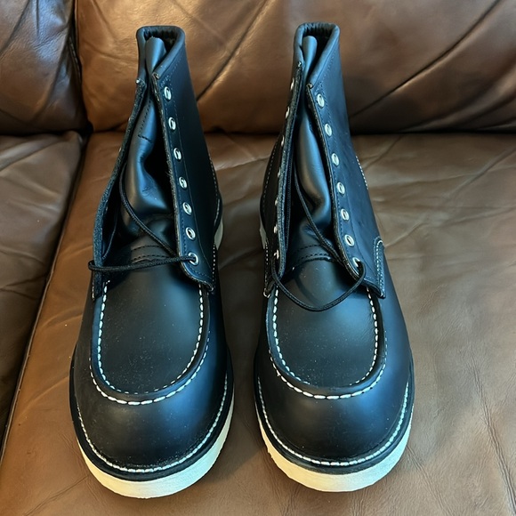 Men’s Red Wing 8130 6 Inch Moc Toe Boots Size 11.5 Black Chrome Tan Leather - Picture 5 of 11